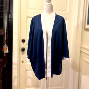 Vintage Frayne Navy and White Open Front Cardigan Sz s-m